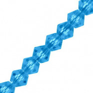 Faceted glass bicone beads 4mm Tranparent cyan blue